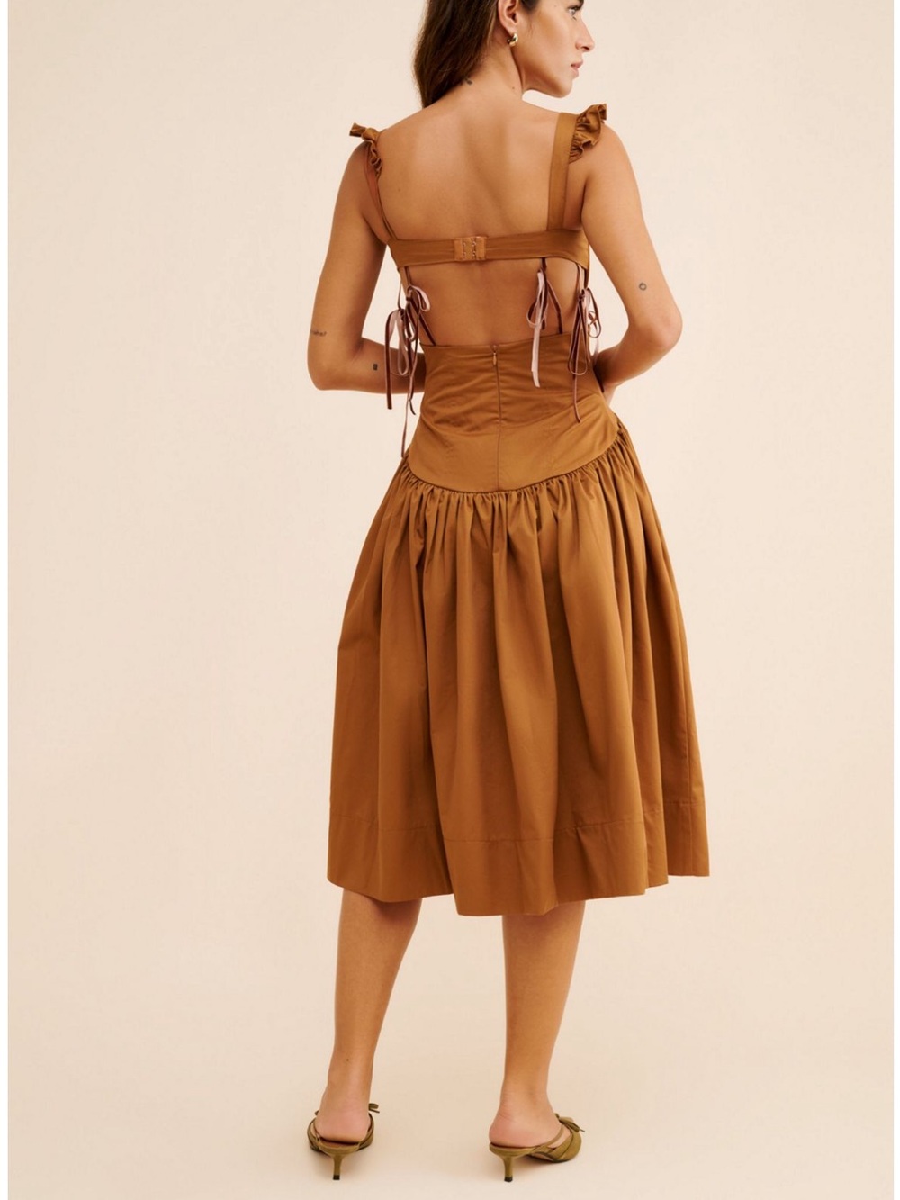 Allina Liu Pearl Bow midi dress